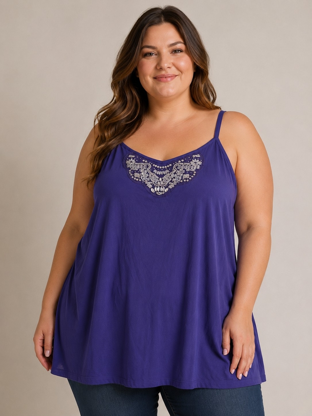 NWT Avenue Plus-Size Purple Embellished Cami Tank Sz 26/28